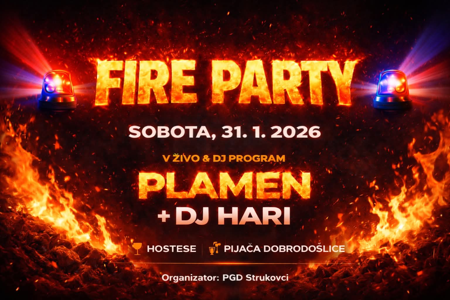 FIRE PARTY vabilo, Strukovci